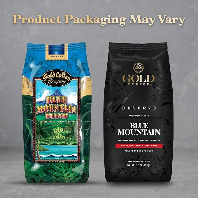 Gold Coffee | Blue Mountain Premium Blend, Medium Roast, Ground | 100% Arabica Coffee, 1 lb. (Pack