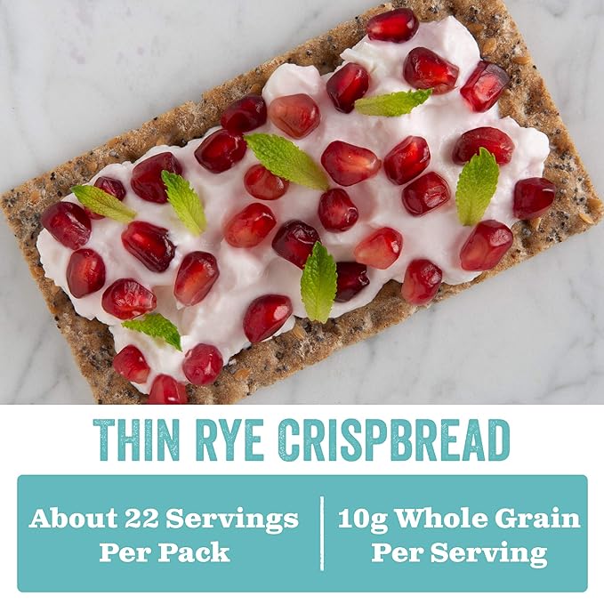 WASA Thin Rye Swedish Crispbread, 8.6 oz, Non-GMO Project Verified Rye Crackers, No Saturated Fat