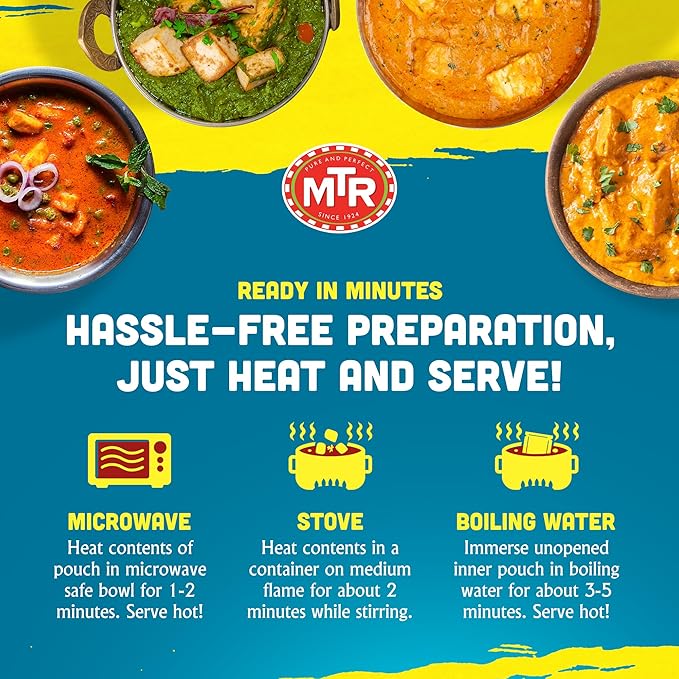 MTR Ready-To-Eat: Exotic Paneer Mix - Assorted Pack of 4 (Mutter Paneer, Palak Paneer, Paneer