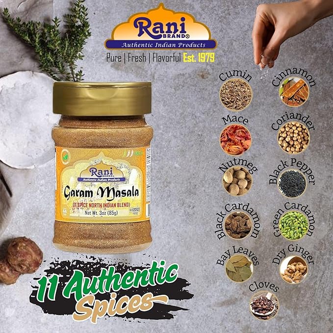 Rani Garam Masala Indian 11-Spice Blend 3oz (85g) PET Jar ~ All Natural, Salt-Free | Vegan | No