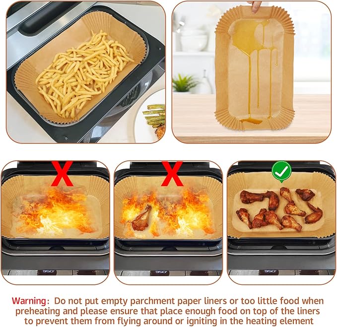 Ninja Smart XL Air Fryer Liners - 120 Pcs Disposable Parchment Paper Rectangular For Ninja Foodi