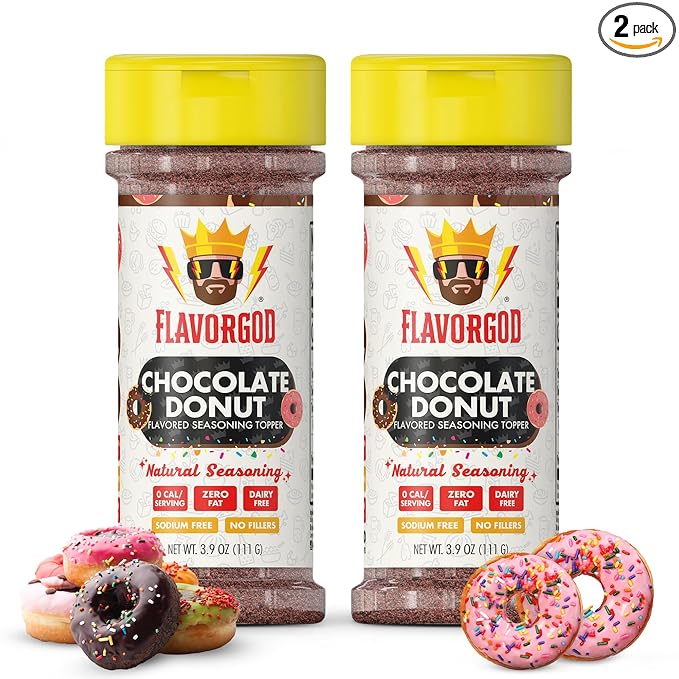 Chocolate Donut Topper Seasoning Mix, 2 Bottles by Flavor God - Premium All Natural & Healthy Spice