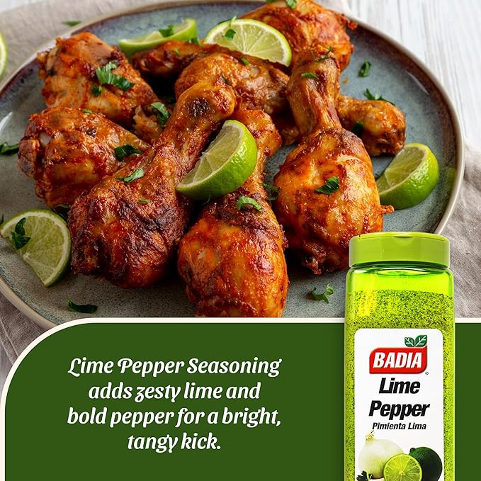 Badia Lime Pepper Seasoning, 24 oz - Pepper, Garlic & Onion, Zesty Citrus Blend for Chicken