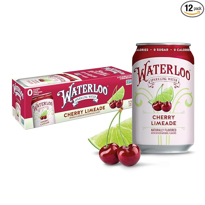 Waterloo Sparkling Water, Cherry Limeade Naturally Flavored, 12 Fl Oz Cans (Pack of 12) – Zero