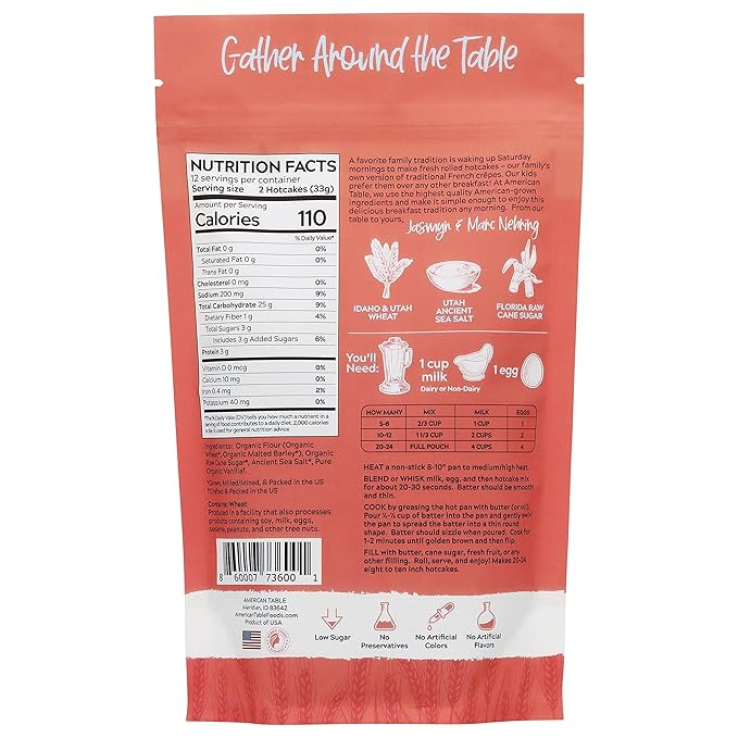 Classic Rolled Hotcakes Crepe Mix by American Table, Made with American-Grown Organic Wheat Flour &