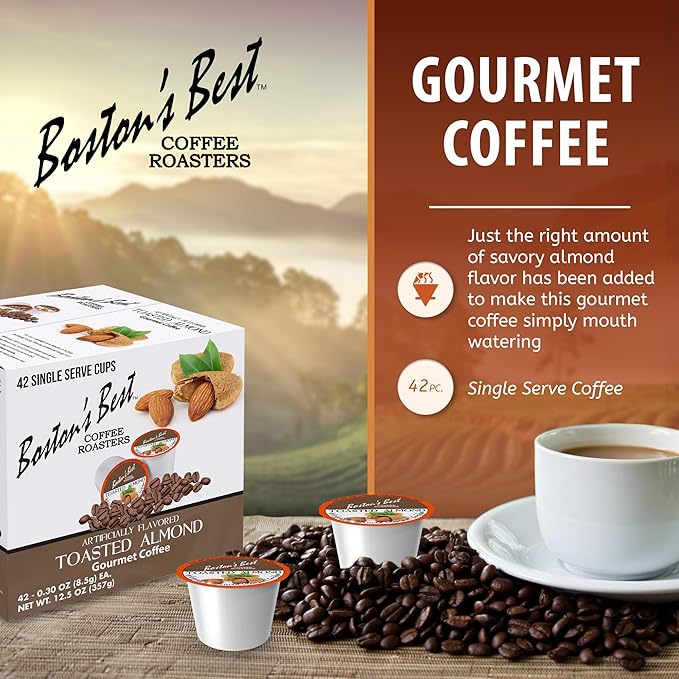 Boston’s Best - Toasted Almond Flavored Delicious Gourmet Coffee Compatible with Keurig Coffee