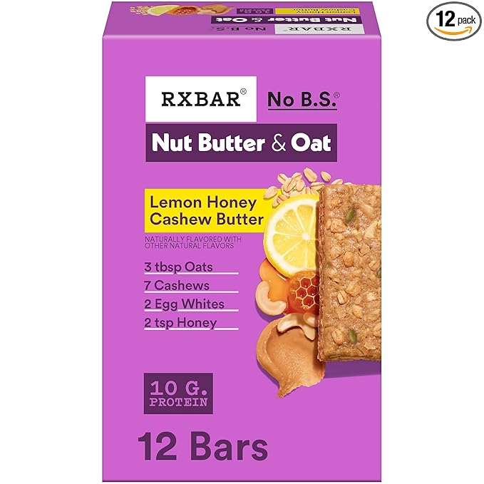 RXBAR Nut Butter and Oat Protein Bars, Protein Snacks, Snack Bars, Lemon Honey Cashew Butter