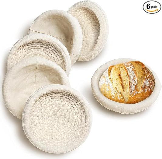 Mini Bread Dough Proofing Basket (5.5'', Set of 6), Natural Cotton Rope Mini Banneton Basket &