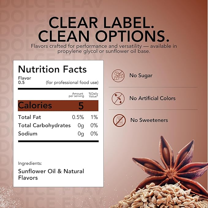 Dolce Flav Natural Anise Extract ??8 Ounce Oil-Soluble Kosher, Sugar-Free, Concentrated Licorice