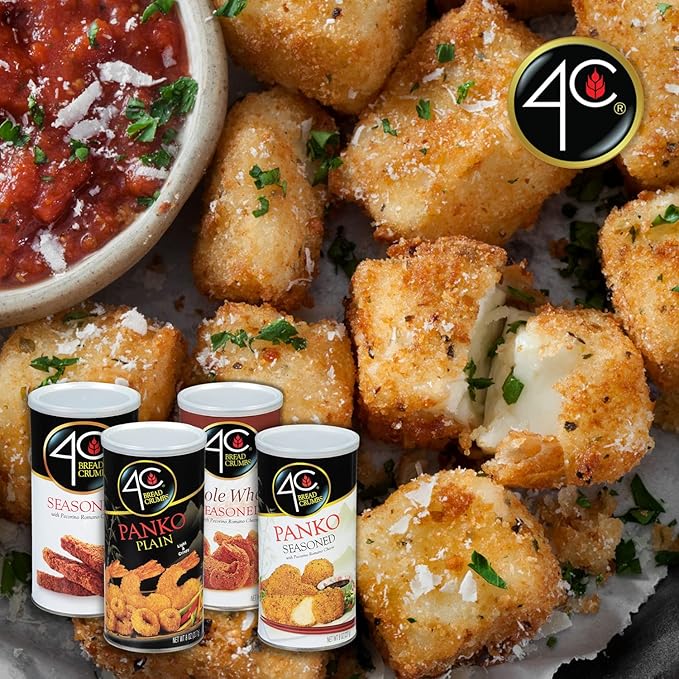 4C Premium Bread Crumbs, Whole Wheat Seasoned with Pecorino Romano Cheese 6 Pack, Flavorful Crispy