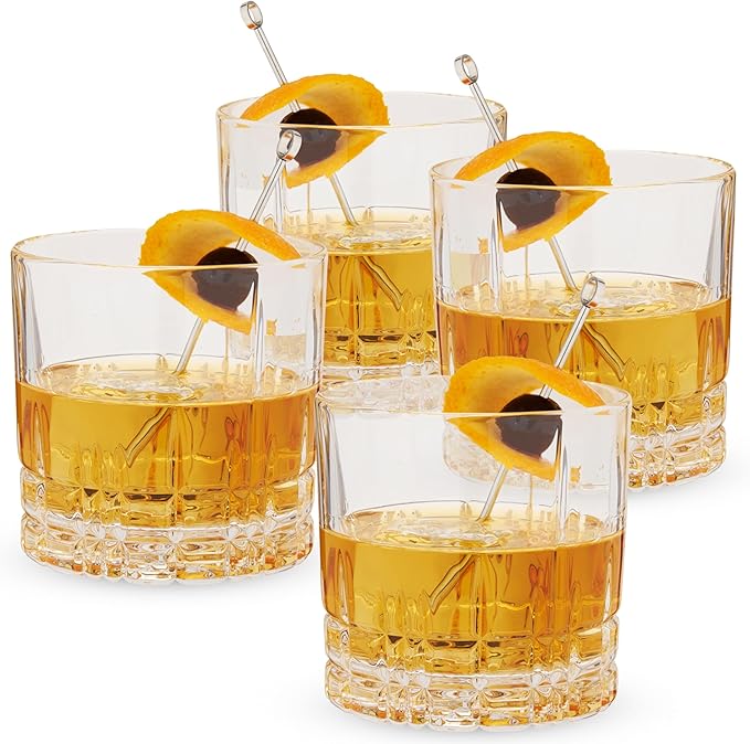 Spiegelau Perfect Serve Double Old Fashioned Glasses Set of 4 - Lowball Cocktail Glasses