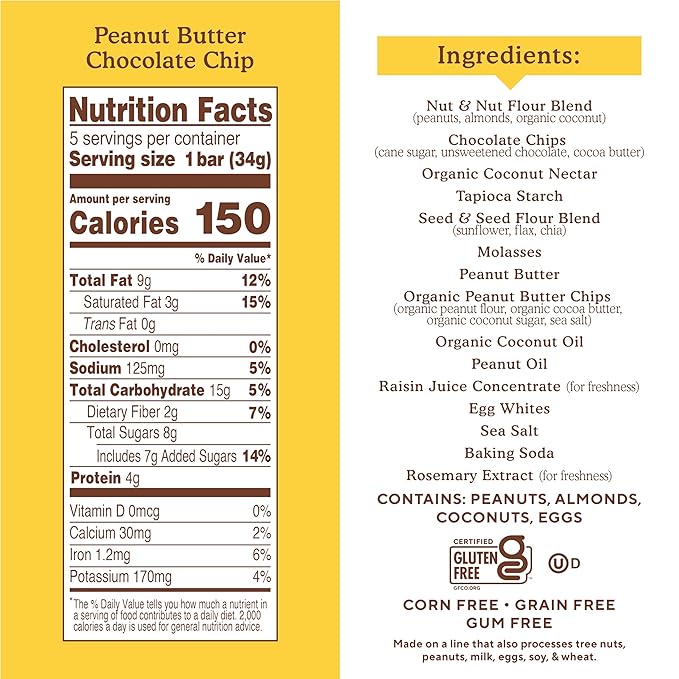 Almond Flour Snack Bars (Peanut Butter Chocolate) with Organic Coconut Oil, Chia Seeds, Sunflower