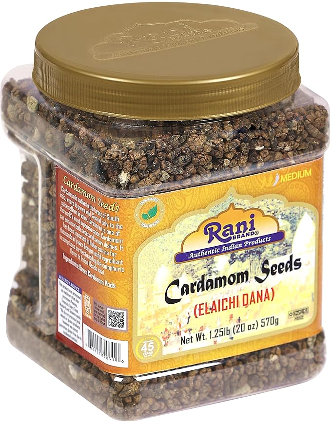 Rani Cardamom (Elachi) Decorticated Seeds Indian Spice 20oz (1.25lbs) 571g PET Jar ~ All Natural |