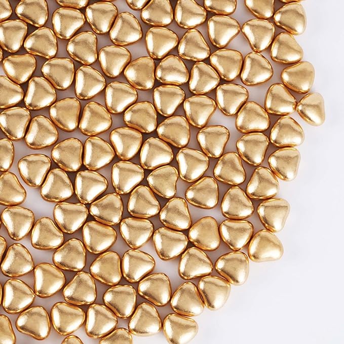 Kasvan Gold Heart Shapes Sprinkles - Edible Candy Pearls 100g/3.58 Oz, Mix Size, Baking Cake