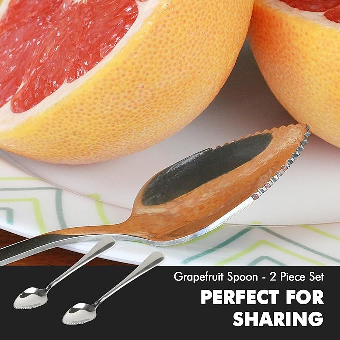 Chef Craft Select Serrated Grapefruit Spoon, 9 inch 2 piece set, Stainless Steel