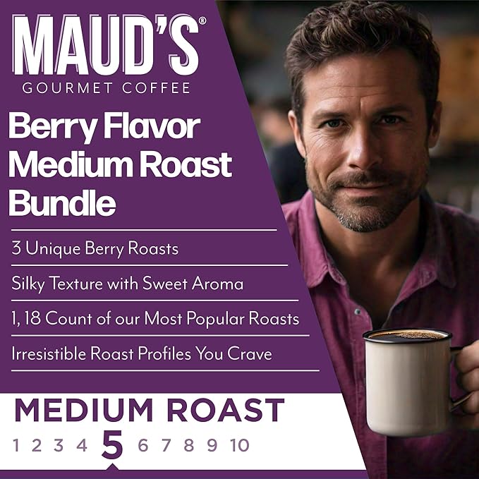 Maud's Blueberry, Cherry & Raspberry Chocolate Flavored Pods Bundle, 54 ct, Medium Roast Flavored