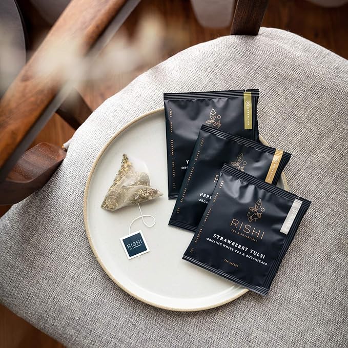 Rishi Tea Masala Chai Black Sachet Tea Bag Blend - Organic, Assam with Whole Spices, Energizing &
