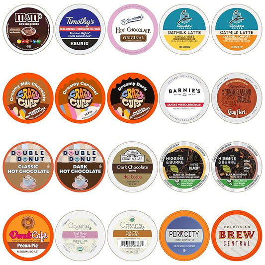 Perfect Samplers Coffee/Tea/Cider/Cappuccino and Hot Chocolate Single Serve Cups For Keurig K cup