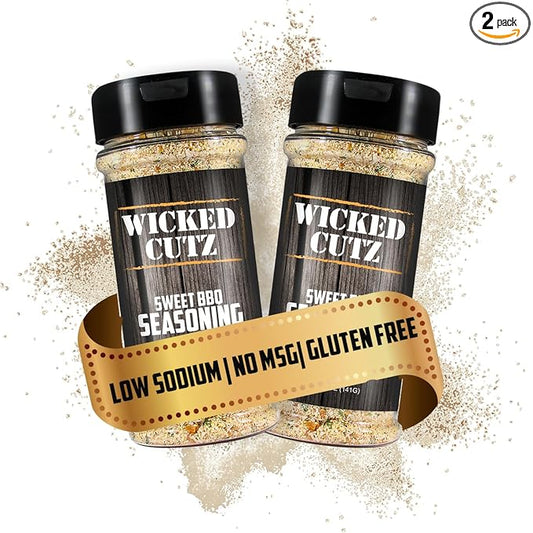 Wicked Cutz Sweet BBQ Grill Seasoning Set, 2 Pack of Grilling Spices, Jerky Seasoning, Low Sodium &