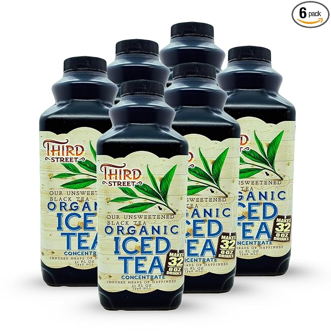 Third Street Inc. Organic Unsweet Black Tea Concentrate, 32 Fl. Oz., Premium Black Tea Concentrate