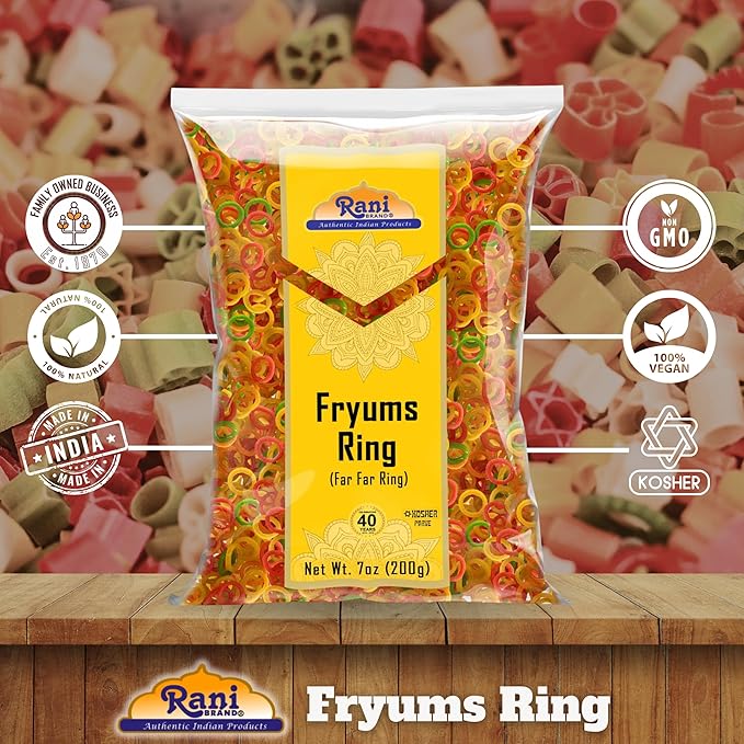 Rani Far Far / Fryums (Wheat & Tapioca Pellet) Ring Shape 7oz (200g) ~ Vegan, Kosher, Uncooked