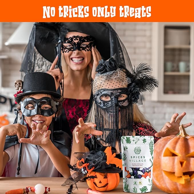 Spices Village Premium Jordan Almonds Halloween Mix, White, Purple and Orange,Crunchy Candy Coated