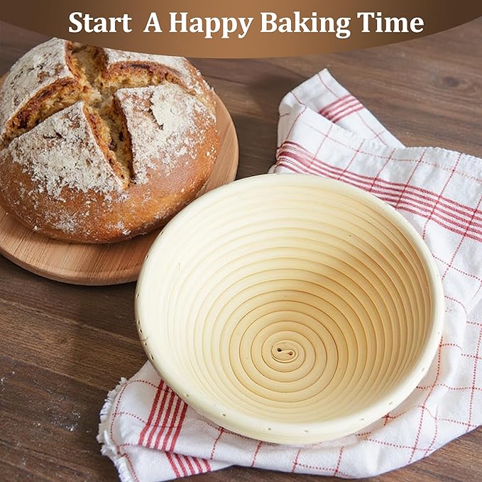 Sourdough Bread Proofing Basket Kit,9" Round and 10" Oval Banneton Basket with Liners &