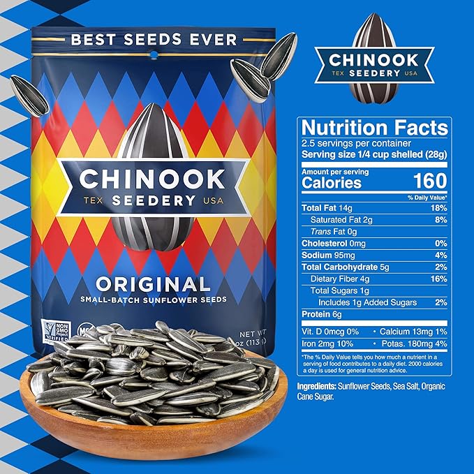 Chinook Seedery Roasted Sunflower Seeds - Jumbo Seeds Keto Snacks - Best For Snack Packs - Gluten