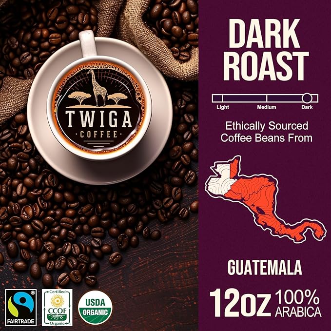 Twiga Coffee Guatemalan Coffee Beans ??Premium Dark Roast Arabica Guatemala Whole Beans with Rich