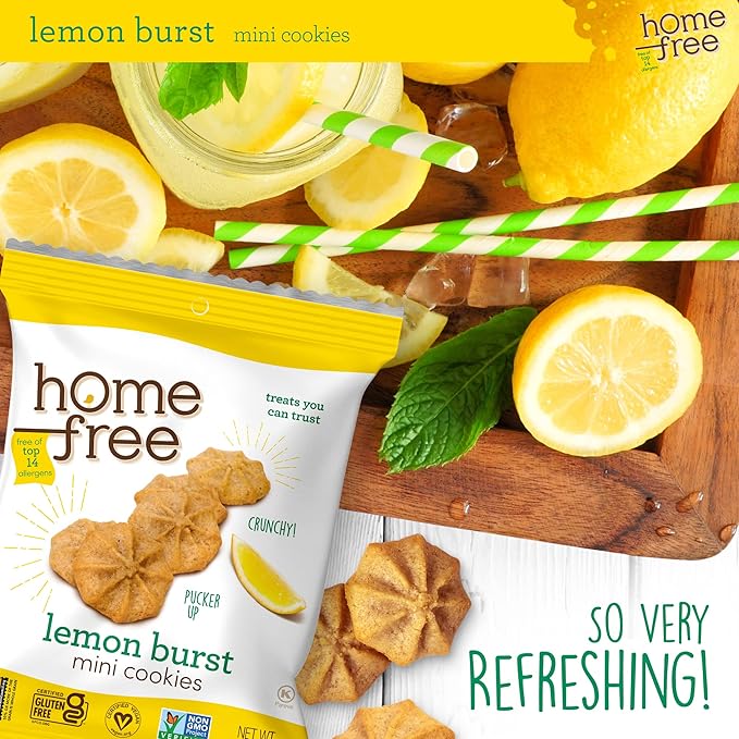 Homefree Treats You Can Trust Gluten Free Mini Cookies, Single Serve, Lemon Burst, 1.0 Ounce (Pack