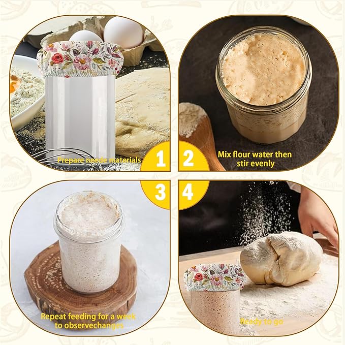 Vintage Romantic Floral Sourdough Starter Cloth Covers Jars, Or Kombucha Kefir Fermentation Cheese