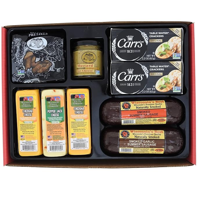 Wisconsin Cheese Company - Grand Cheese & Sausage Gift Box - 100% Wisconsin Cheddar & Pepper Jack