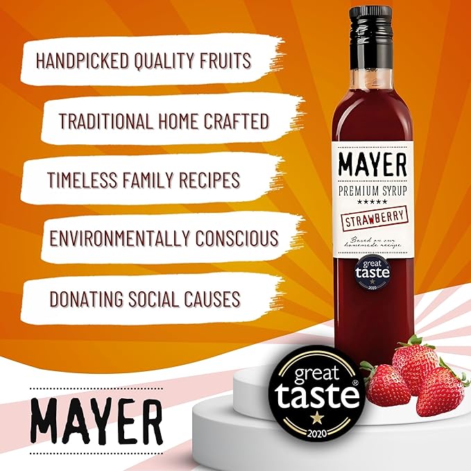 Mayer Premium Hungarian Strawberry Syrup ??Award-Winning Artisanal Strawberry Syrup, All Natural