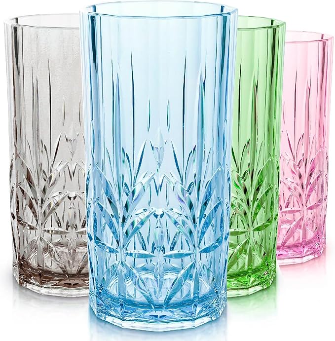 BELLAFORTE Shatterproof Tritan Tall Tumbler, Set of 4, 18oz - Myrtle Beach Glasses Drinking
