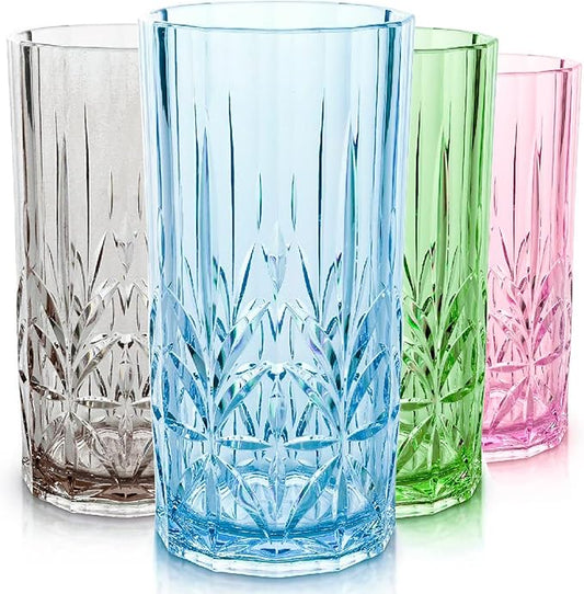 BELLAFORTE Shatterproof Tritan Tall Tumbler, Set of 4, 18oz - Myrtle Beach Glasses Drinking