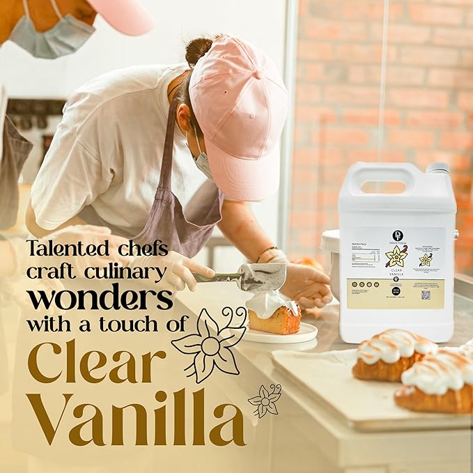 Dolce Flav Clear Double Strength Imitation Vanilla Extract - 1 Gallon - Gluten-Free, Keto-Friendly