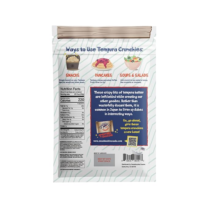 Seaweed Tenkasu Tempura Bits 10.58oz (300g), Authentic Japanese Snack by Swashbuckle Snacks, Made