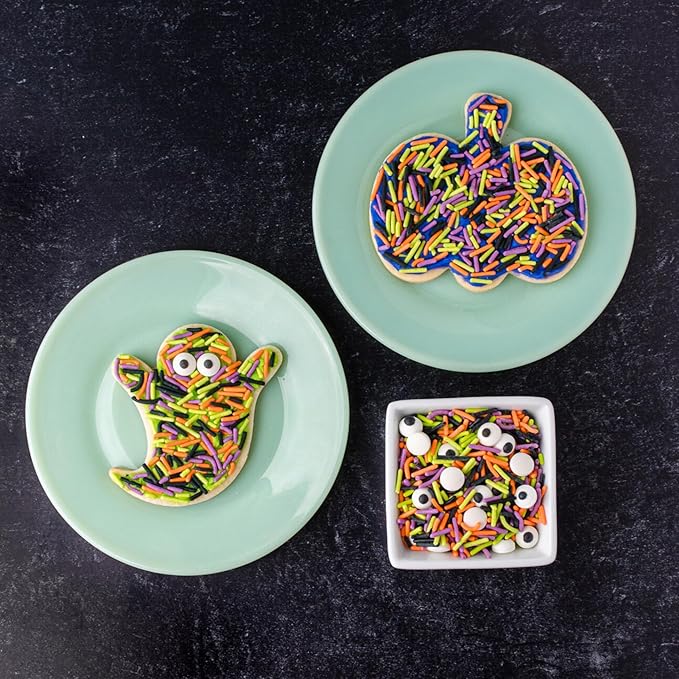 Sweets Indeed Halloween Cookie Cutters with Sprinkle Mix & Candy Eyeballs ??2 oz Sprinkles + 3