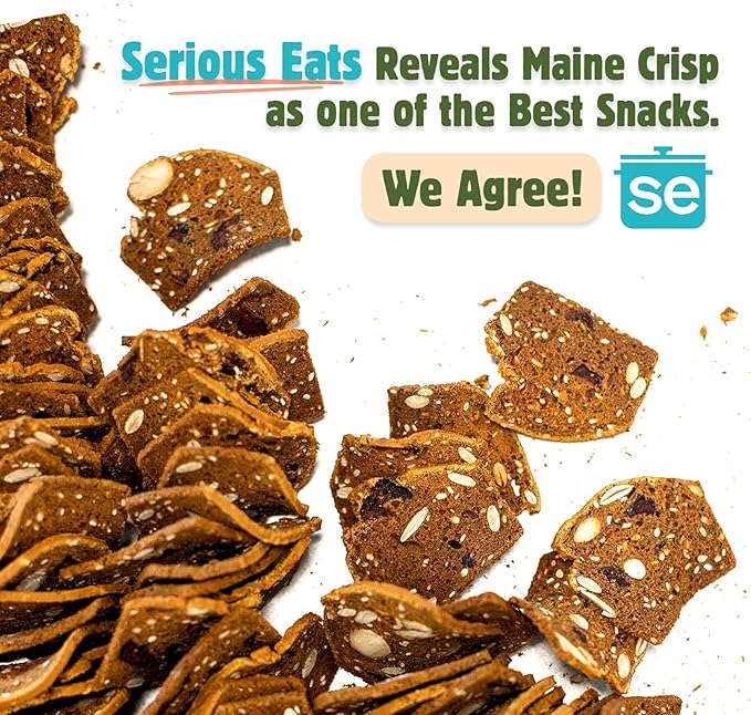 Maine Crisp Savory Fig & Thyme Crisps, 4 Pack, Vegan Gluten Free Crackers - Snack Crackers, Grain