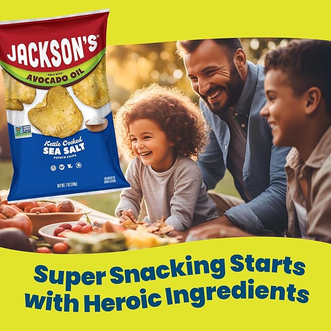 Jackson?™s Potato Classic Kettle Chips with Sea Salt (7oz, Pack of 6) - Made with Premium Avocado