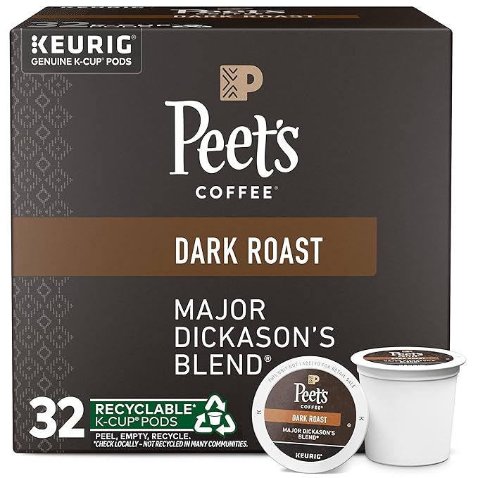 Peet's Coffee, Dark Roast Keurig K-Cup Pods - Major Dickason's Blend 32 Count (1 Box of 32 K-Cup