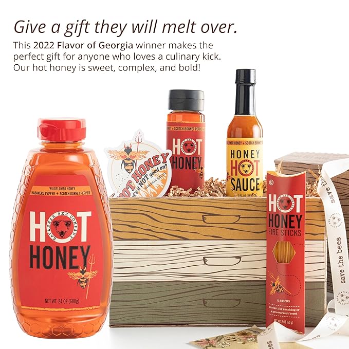 Savannah Bee Company Hot Honey Gluten Free and 100% Pure Honey Infused with Sweet Wildflower - Heat