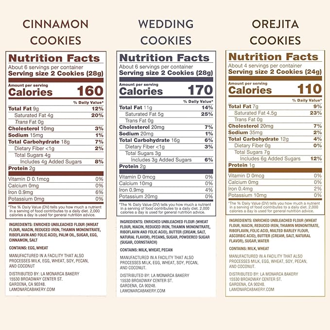 Mexican Cookie Variety Pack (Pack of 3), Cinnamon Cookies, Mexican Wedding Cookies, Orejitas by La