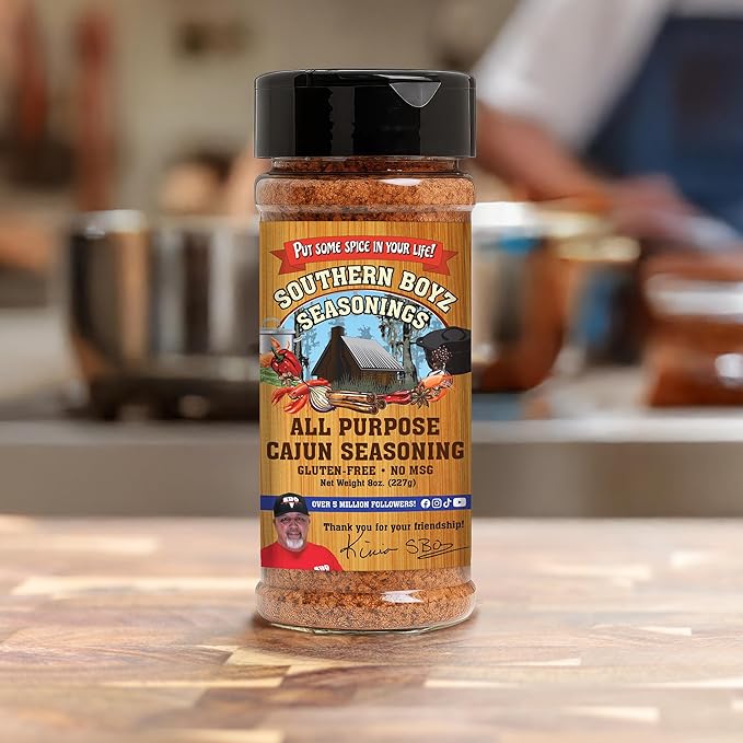 Southern Boyz All Purpose Cajun Creole Seasoning, 8 Ounce Shaker (No MSG, Gluten-Free Blend), 8