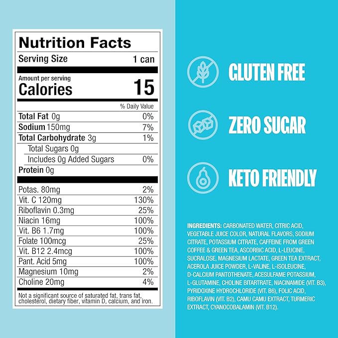ZOA Zero Sugar Energy Drinks, Tropical Punch - Sugar Free with Electrolytes, Healthy Vitamin C