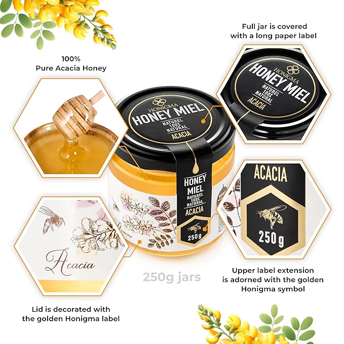 HONIGMA® Acacia Raw Honey | Exquisite Taste | 100% Pure | Unpasteurized | Unfiltered | Partially