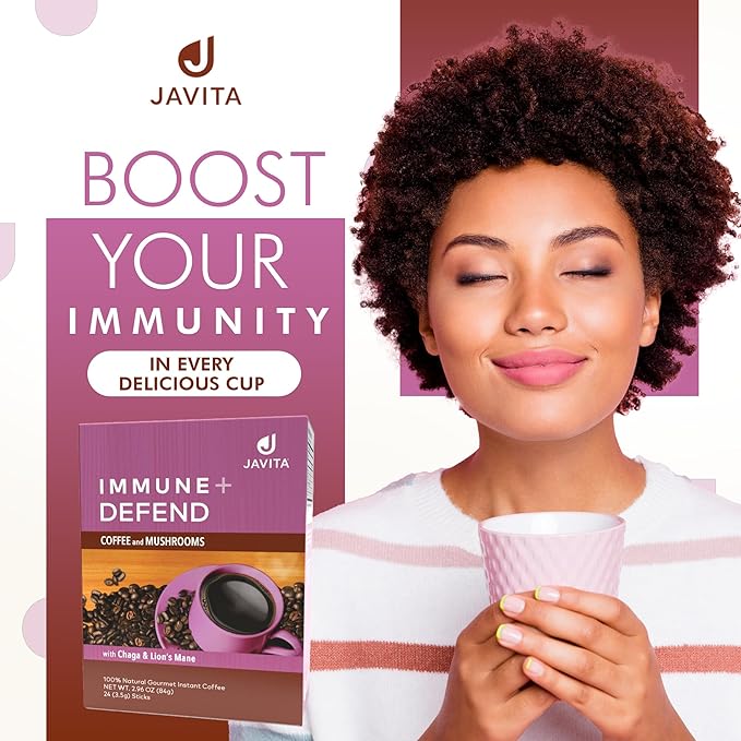 Mushroom Coffee by Javita, Immune & Defend Blend of Chaga, Lion's Mane and Dark Roast Coffee for