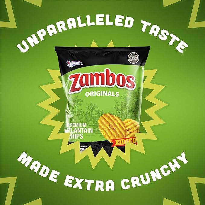 Zambos Plantain Chips Original, Ridged (Pack of 2)