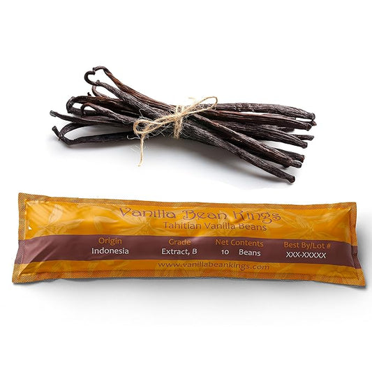 10 Vanilla Beans - Whole Extract Grade B Pods for Baking, Homemade Extract, Brewing, Coffee
