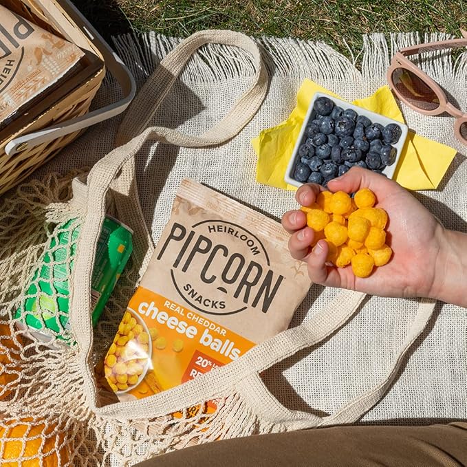 Heirloom Cheddar Cheese Balls by Pipcorn - Cheddar 1oz 24pk - Healthy Snacks, Gluten Free Snacks